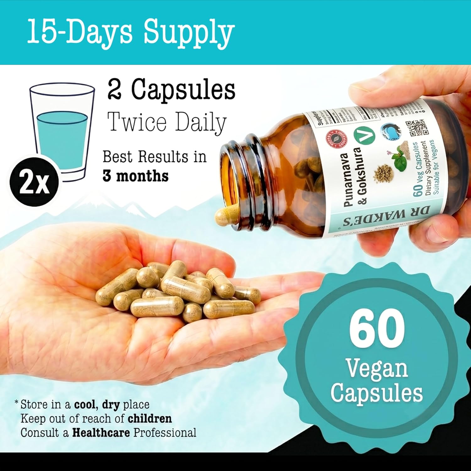 DR WAKDE's Punarnava & Gokshura Capsules (60 Veg Caps, Ayurvedic Urinary Support) - görsel 4