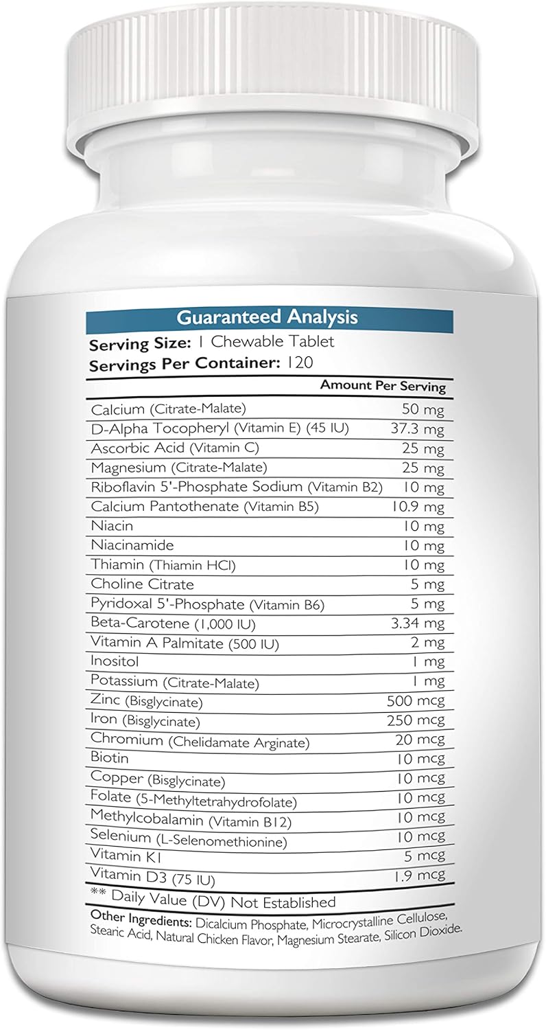 Multivitamins for Dogs, Daily Vitamin and Mineral Support, Nutritional Dog Supplements for All Canine Breeds and Sizes, Promotes Immune Health in Pets, 120 Chewable Tablets - görsel 9