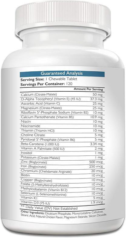 Multivitamins for Dogs, Daily Vitamin and Mineral Support, Nutritional Dog Supplements for All Canine Breeds and Sizes, Promotes Immune Health in Pets, 120 Chewable Tablets