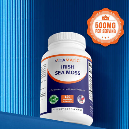 Vitamatic Irish Sea Moss – 120 Vegan Capsules with Bladderwrack & Burdock Root