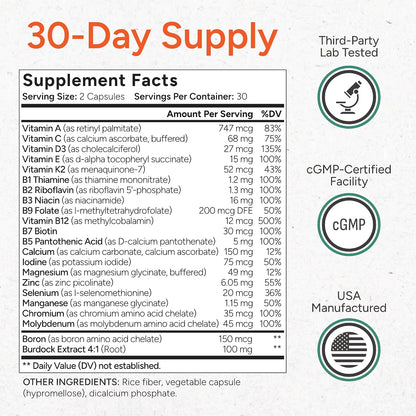 BLADDER SMART Low-Acid Multivitamin for Sensitive Bladders - 60 Capsules
