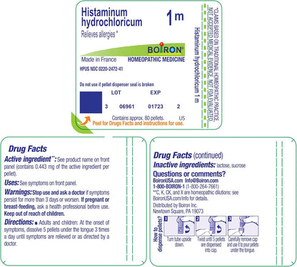 Boiron Histaminum Hydrochloricum 1M Homoeopathic Remedy for Allergies - 80 Pellets