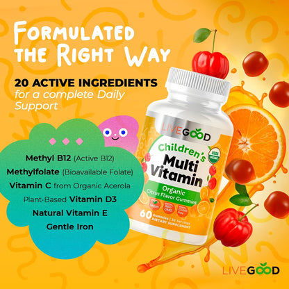 LIVEGOOD Organic Children’s Multivitamin – Vitamin A : Supports vision health and immune function. – Image 5