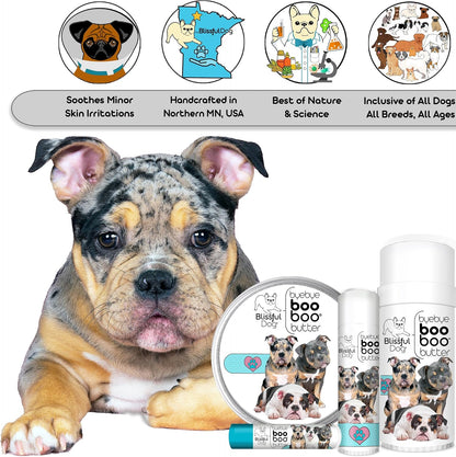 The Blissful Dog Olde English Bulldogge Boo Boo Butter - Natural Skin Balm for Dogs, 16 oz