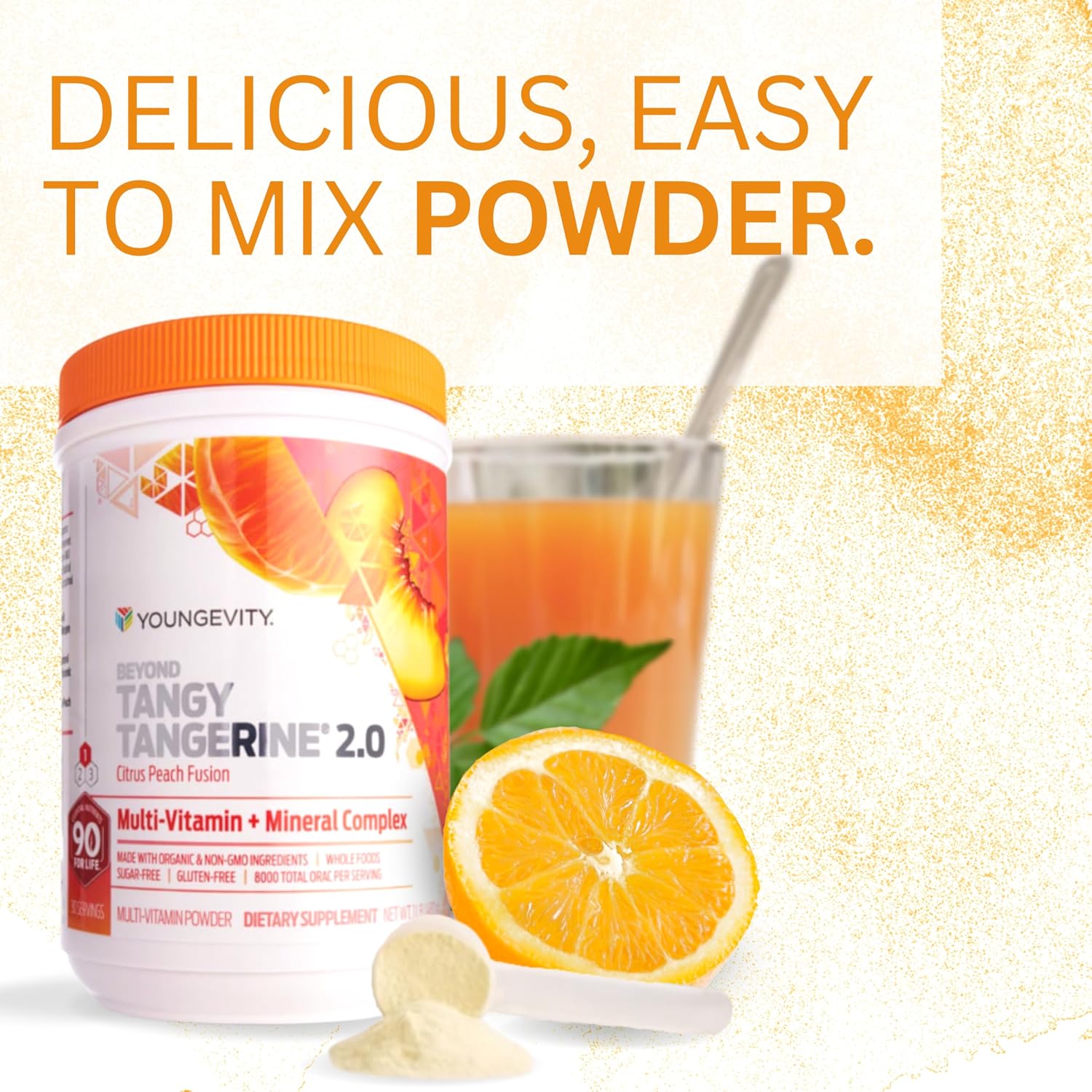 Youngevity Beyond Tangy Tangerine 2.0 Citrus Peach Fusion Multivitamin & Mineral Complex – Made with Natural & Whole Foods (8,000 ORAC) - görsel 5