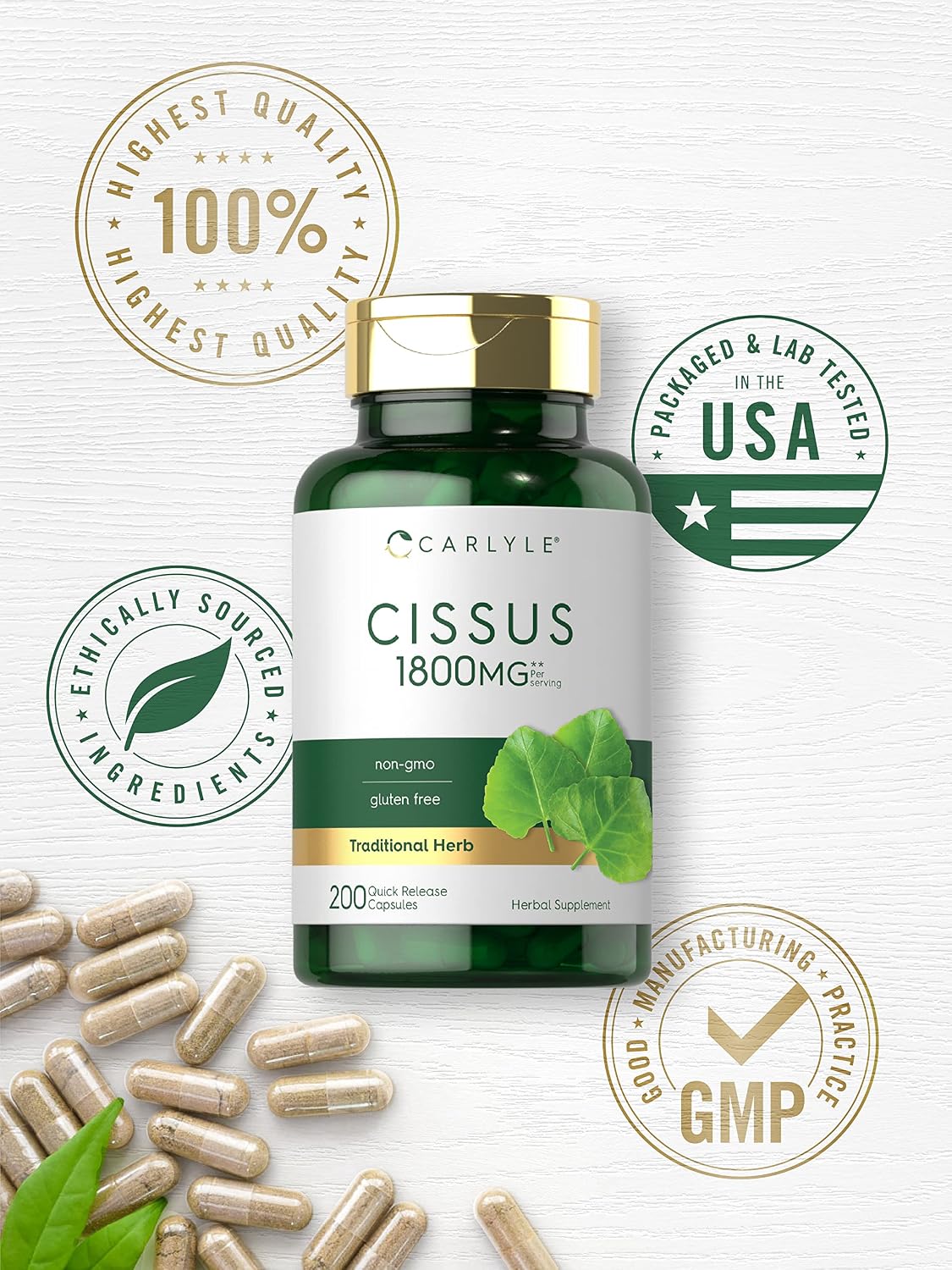 Carlyle Cissus Quadrangularis | 200 Capsules | Traditional Herb Extract Supplement - görsel 5
