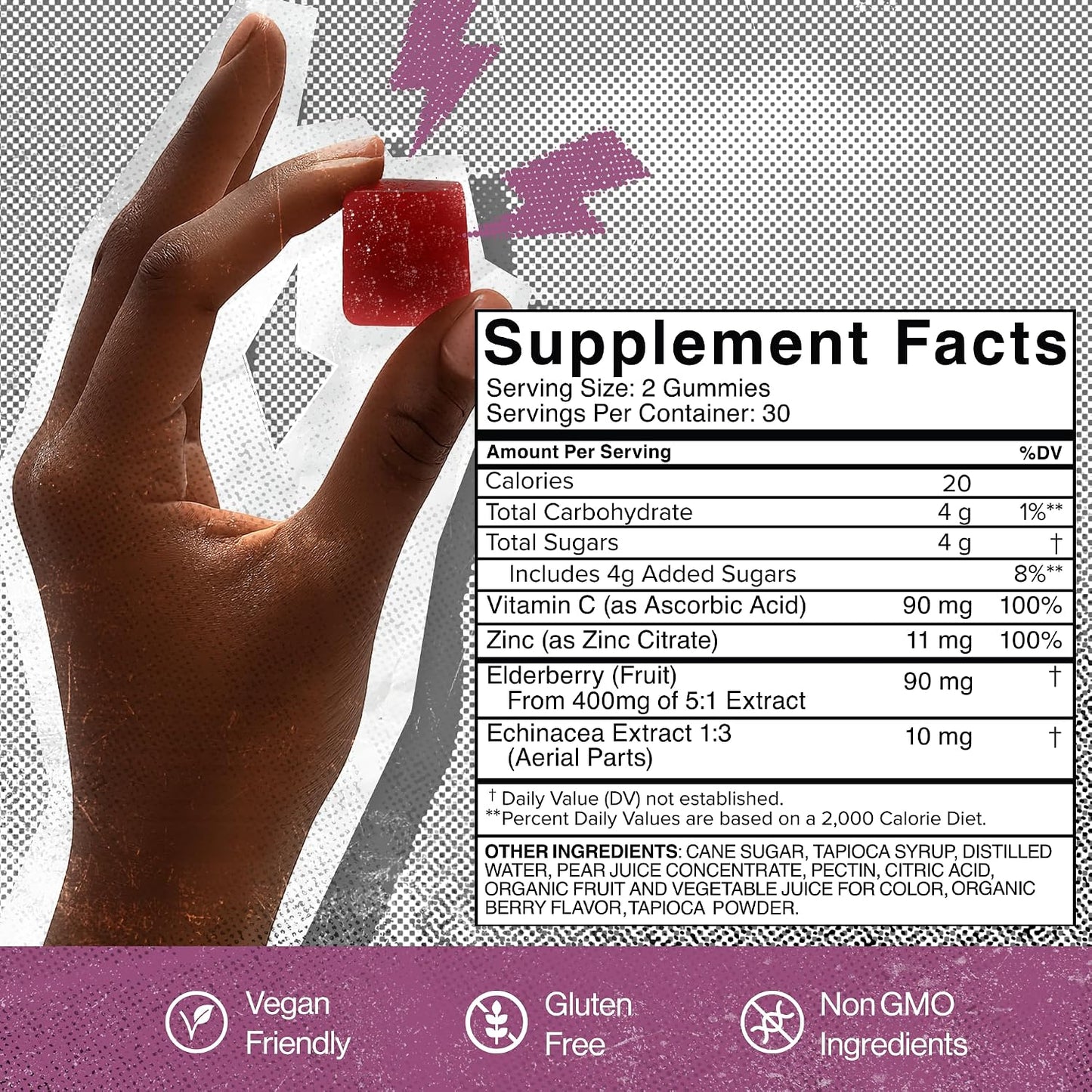 SAM+LEO Immunity Gummies with Elderberry, Echinacea, Zinc & Vitamin C – Kids Immune Support – Berry Flavour (60 Count) - görsel 6