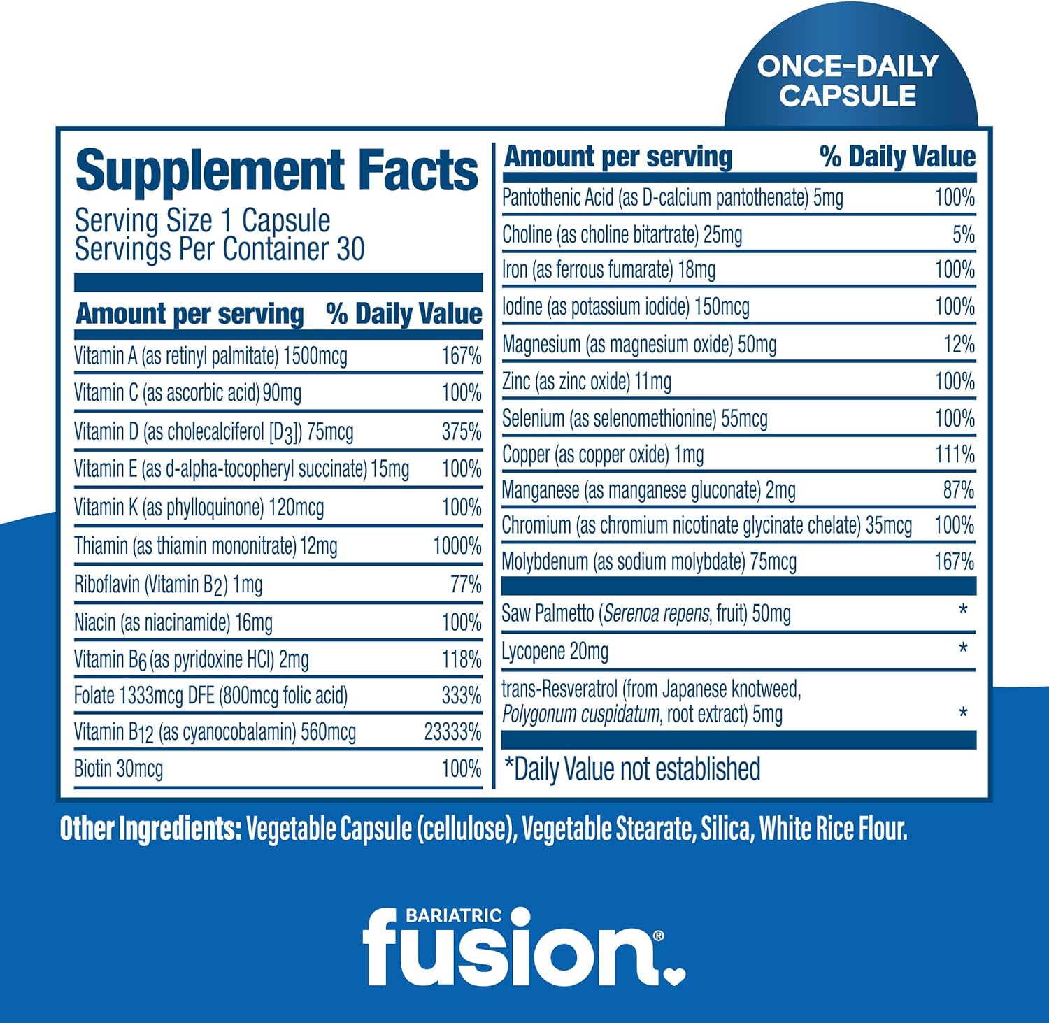 Bariatric Fusion One Per Day Multivitamin with Iron for Men - 30 Capsules - görsel 4
