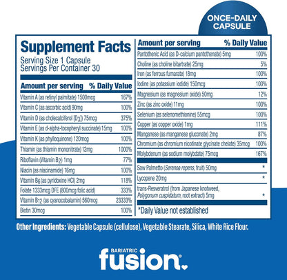 Bariatric Fusion One Per Day Multivitamin with Iron for Men - 30 Capsules