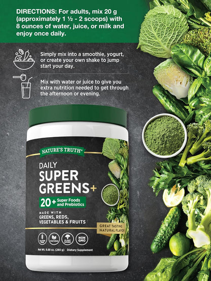 Nature's Truth Super Greens Superfood Powder – Fruit & Vegetables Blend, 280g