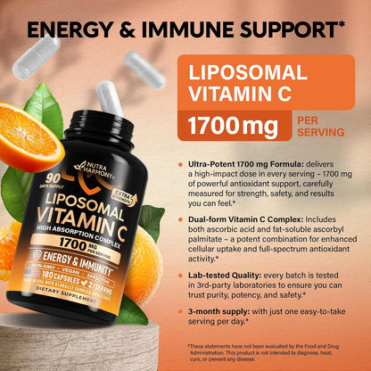 Liposomal Vitamin C 1700 mg – High – Standard Ascorbic Acid: The most common and affordable form, but it is – Image 6