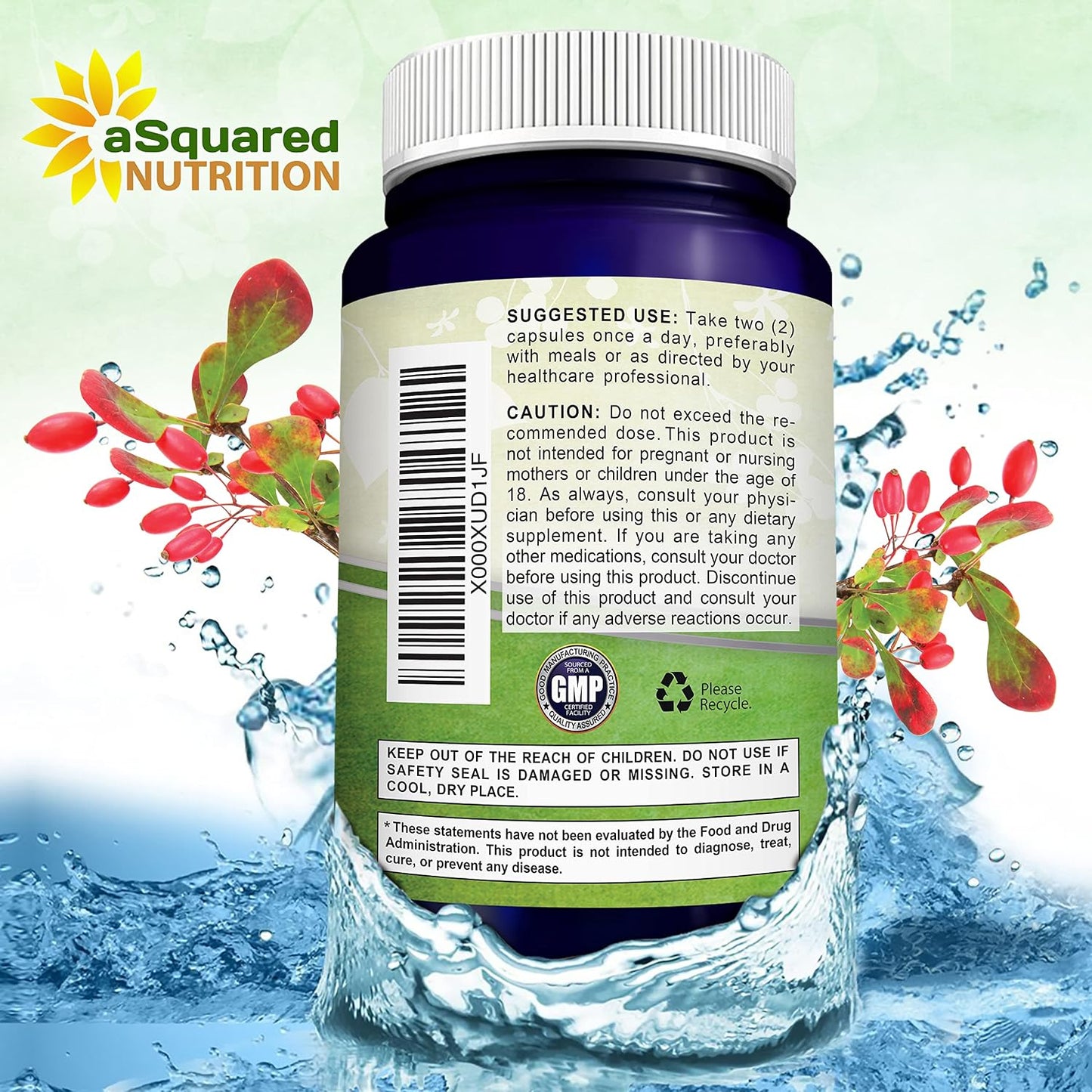 aSquared Nutrition Pure Berberine 1000mg - 180 Vegie Capsules - görsel 5