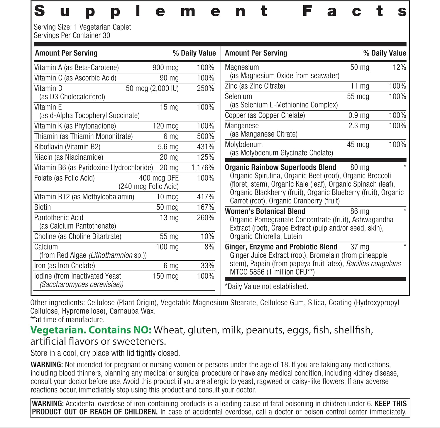 Rainbow Light Women's Multivitamin One+ | Real Food Nutrients, Digestive Enzymes & Probiotics | 30 Caplets - görsel 2