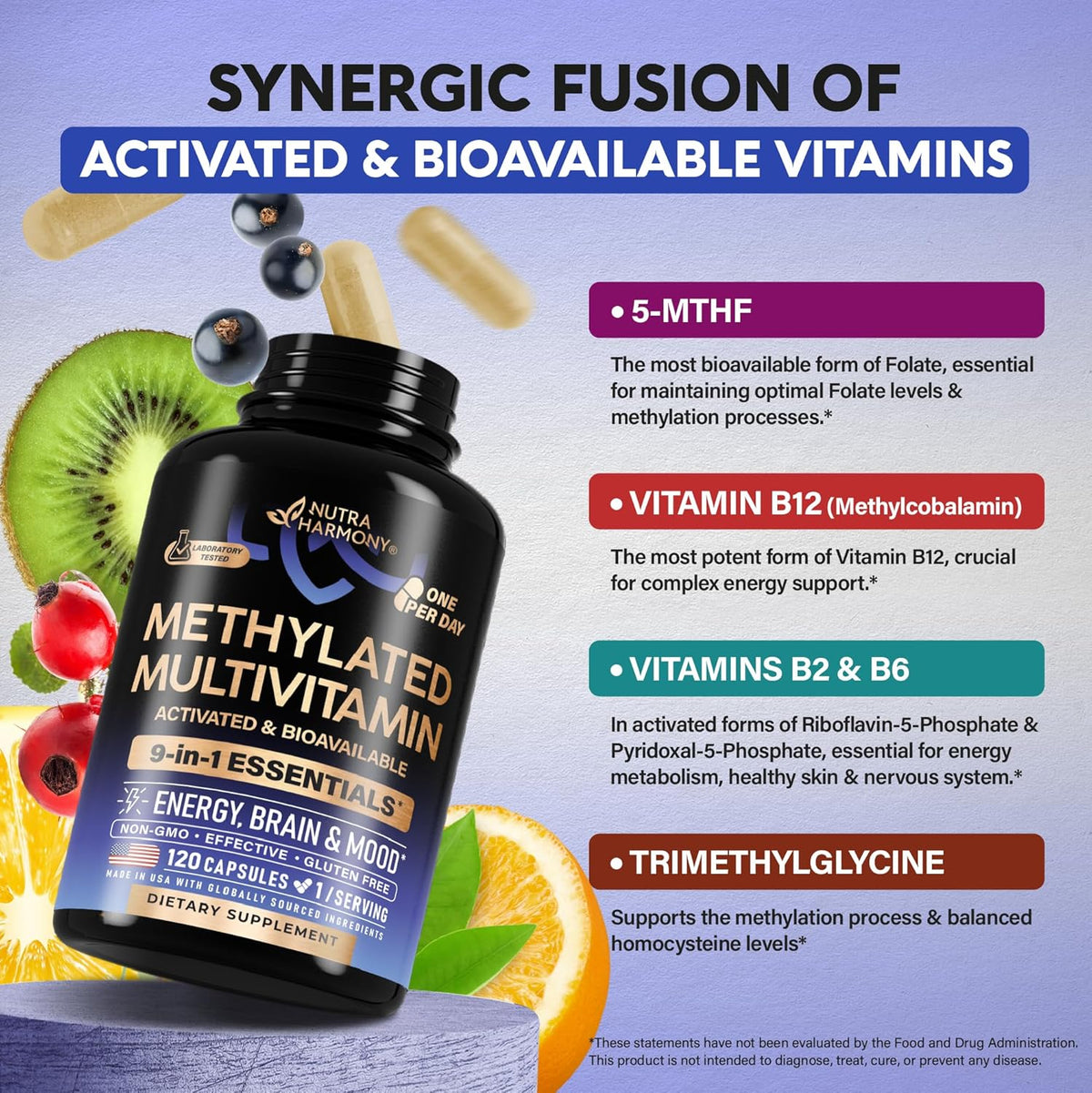 Methylated Multivitamin - B-Complex with – Vitamin B12 (Methylcobalamin): Your body can use it straight away for – Image 4