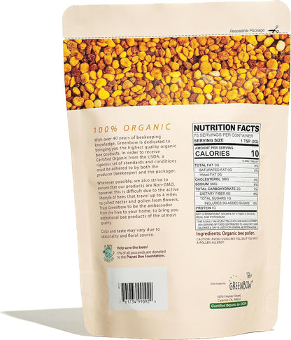 Greenbow Organic Bee Pollen - 100% Certified Organic, Non-GM, Halal, Kosher, GMP Certified - Superfood Packed with Proteins, – Image 2