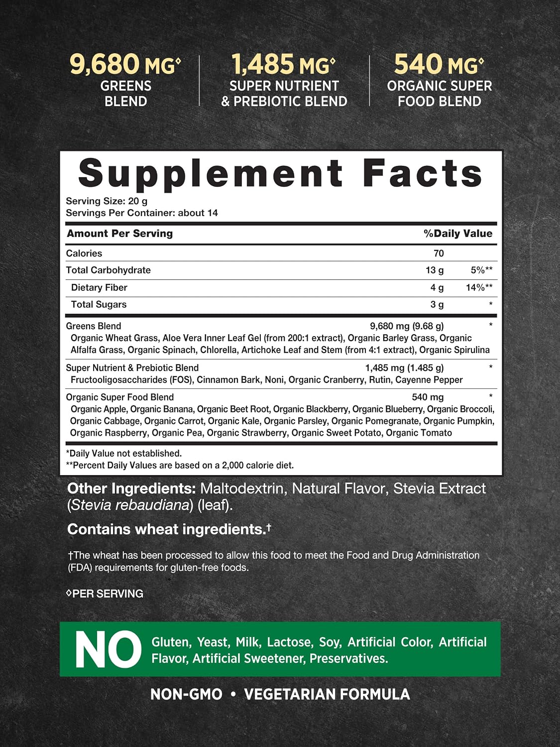 Nature's Truth Super Greens Superfood Powder – Fruit & Vegetables Blend, 280g - görsel 2