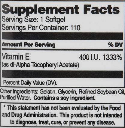 21st Century Vitamin E 400 IU Softgels, 110 Count