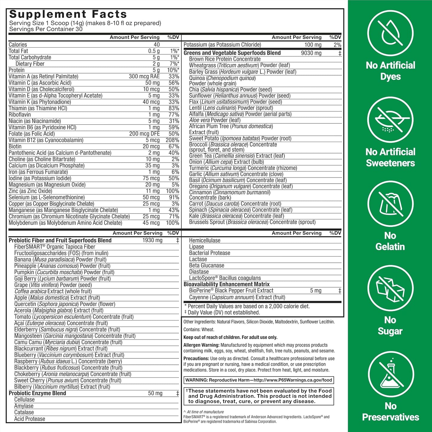 Force Factor Smarter Greens Superfoods Powder, 3-Pack – 90 Servings - görsel 6
