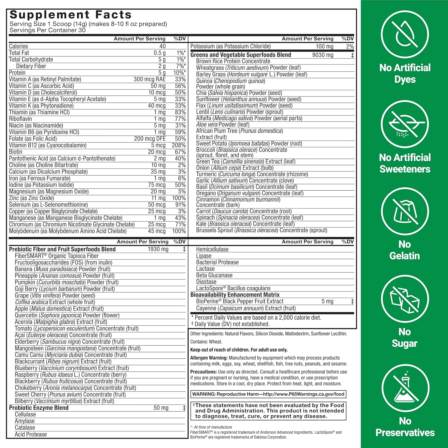 Force Factor Smarter Greens Superfoods Powder, 3-Pack – 90 Servings - görsel 6