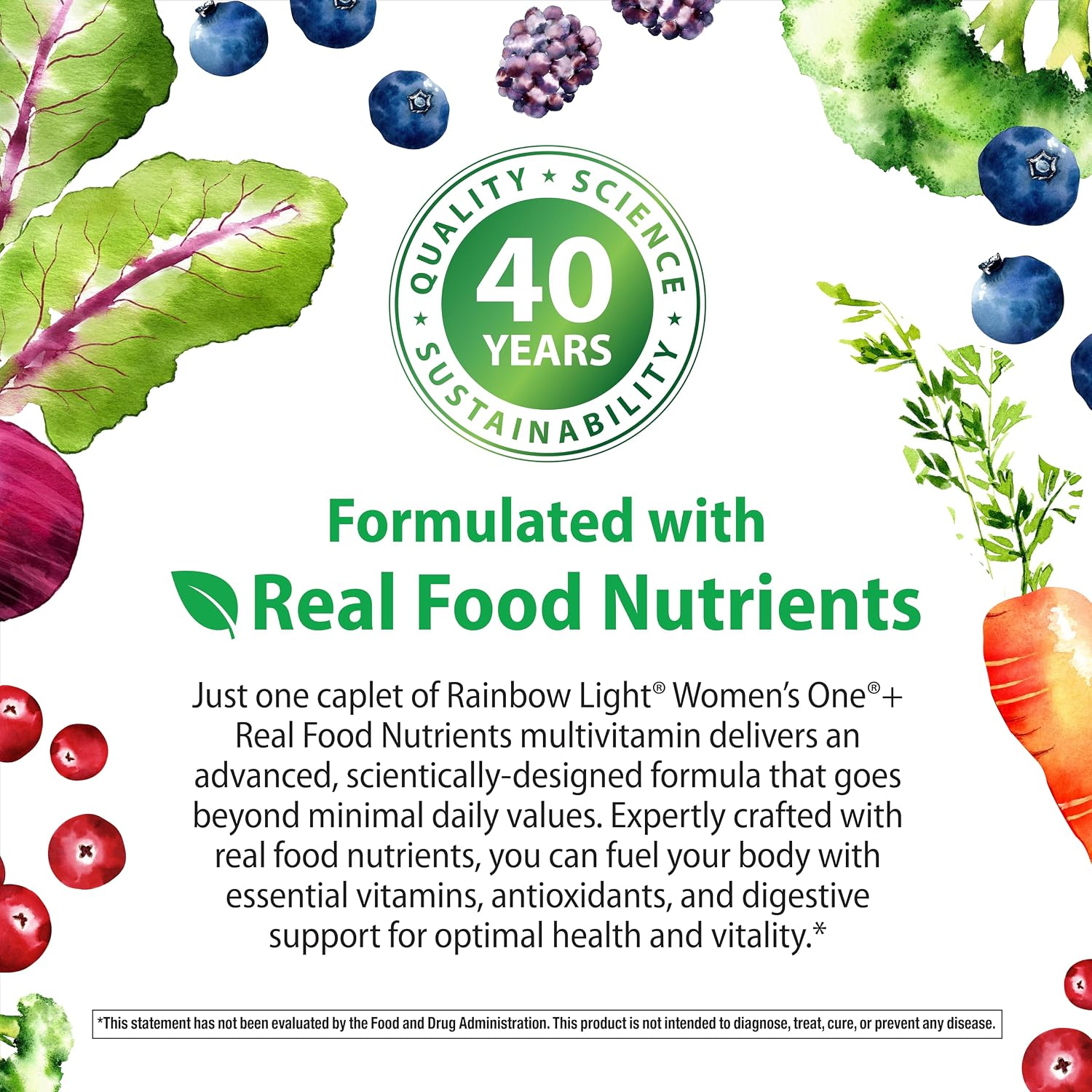 Rainbow Light Women's Multivitamin One+ | Real Food Nutrients, Digestive Enzymes & Probiotics | 30 Caplets - görsel 6