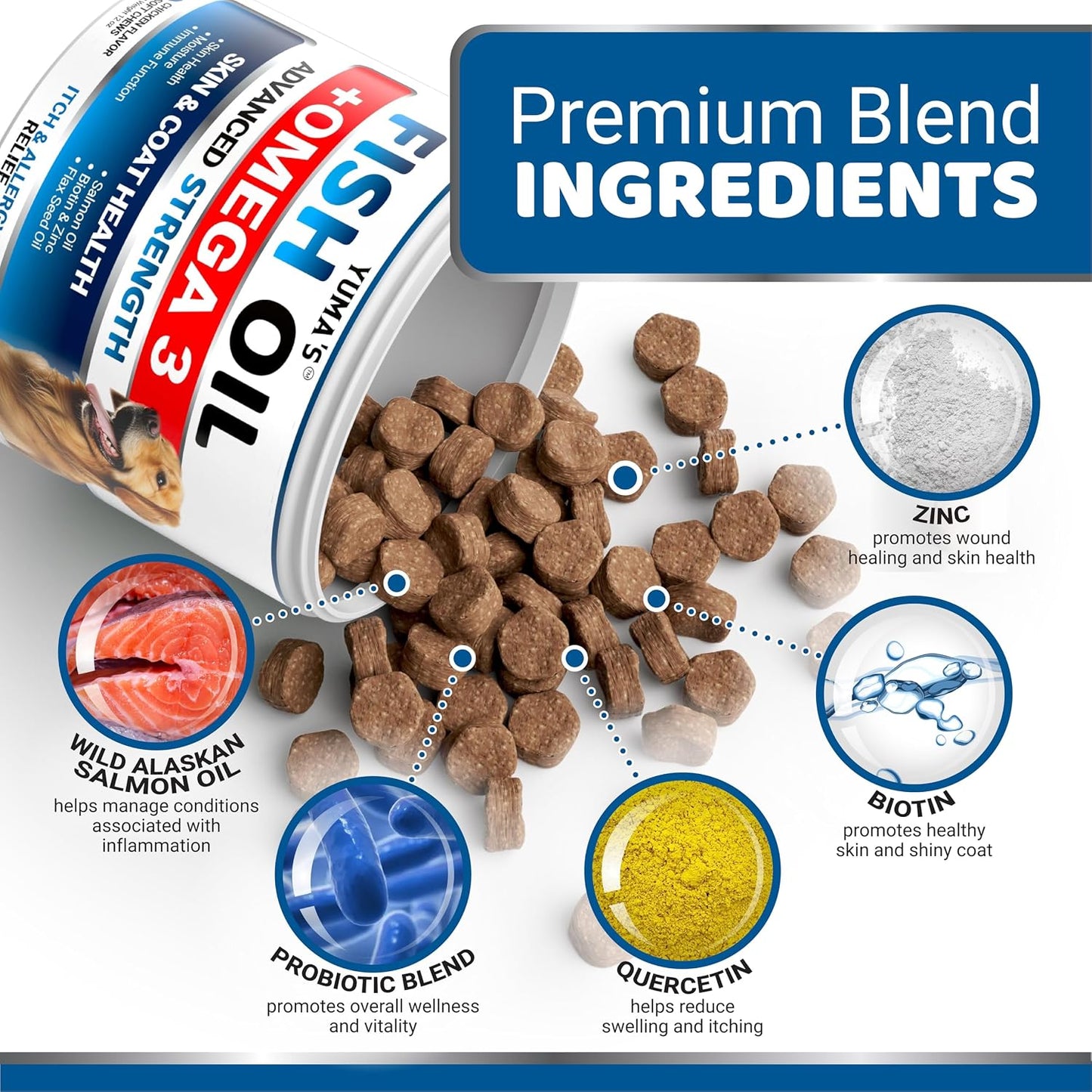 Omega 3 Fish Oil for Dogs - 170 Chews - Skin and Coat Supplement - Omega 3 for Dogs - Dry & Itchy Skin Relief - Allergy Support - Anti Shedding Treats - Salmon - EPA & DHA - Chicken Flavour - görsel 3