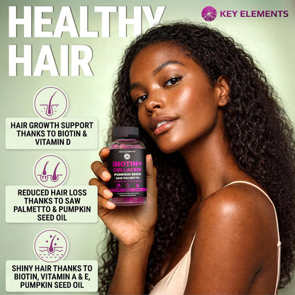 KEY ELEMENTS Biotin & Collagen Gummies – 10,000mcg for Hair, Skin & Nails