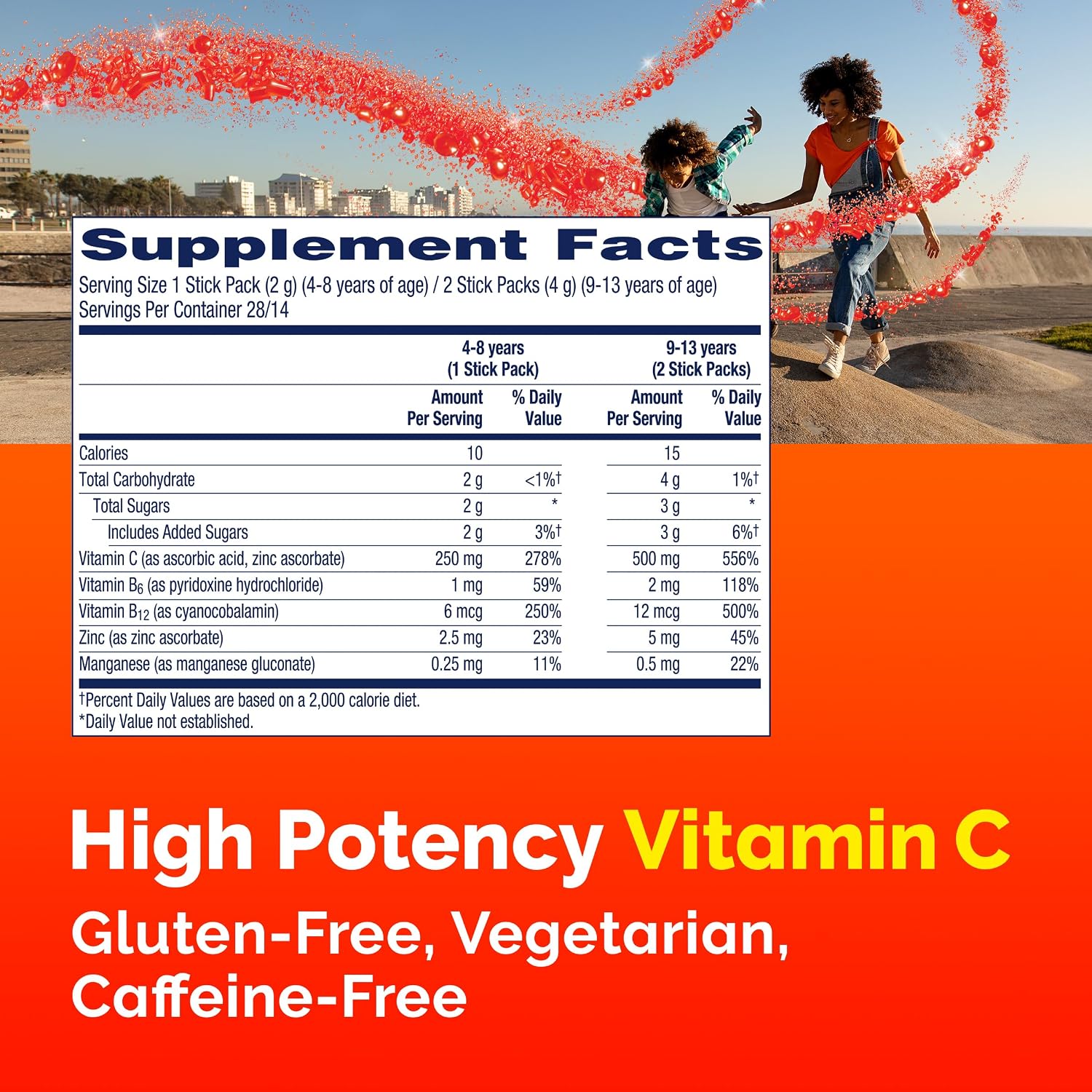Emergen-C Kidz Crystals, On-the-Go Immune Support Supplement with Vitamin C, B Vitamins, Zinc and Manganese, Sparkly Strawberry - 56 Stick Packs - görsel 9