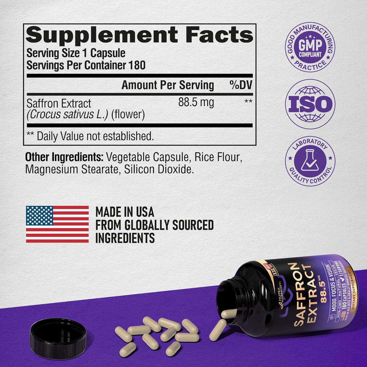 Natural Saffron Supplements – Pure Saffron – Purity: Pure saffron extract should contain no fillers, binders, or – Image 6