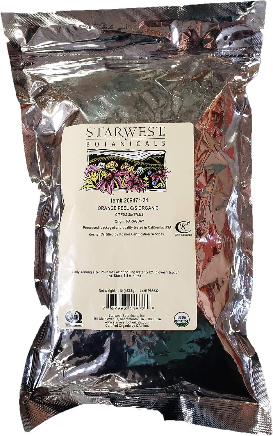 Organic Orange Peel Powder - Citrus sinensis, 454 g - görsel 1
