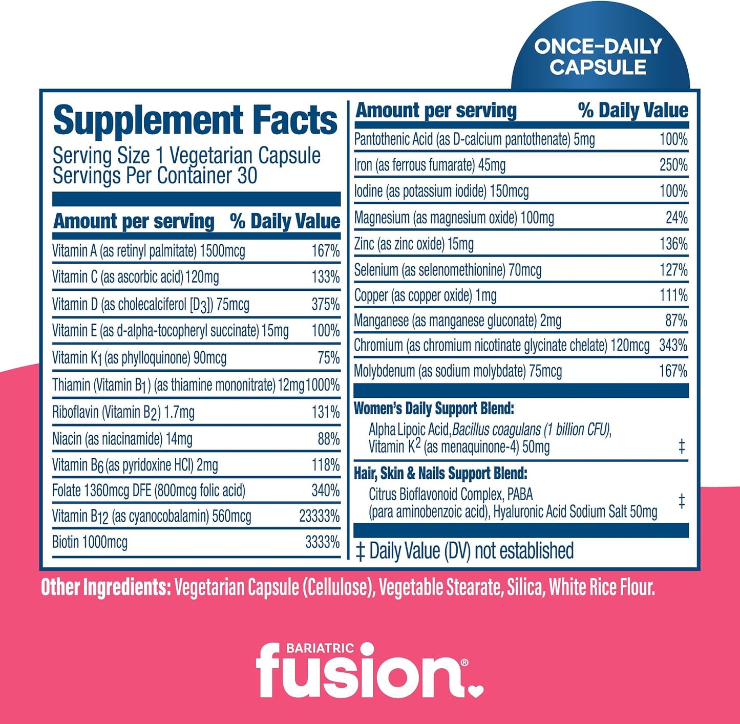 Bariatric Fusion Bariatric Multivitamin with Iron for Women – Hair, Skin & Nails Complex – 30 Capsules (1 Month) - görsel 4