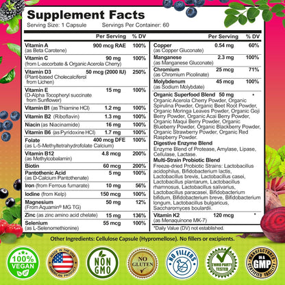 Women's's Daily Multivitamin with Iron – – Organic Superfoods : Alfalfa Leaf, Moringa Leaf, Spirulina, Dulse, and – Image 6