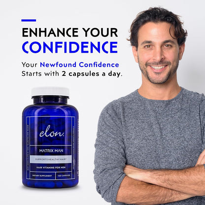 Elon Matrix Man - Hair Growth Vitamins for Men – Saw Palmetto & Biotin Advanced Formula – 60 Day Supply – Supports Healthy Beard Growth – 120 Capsules