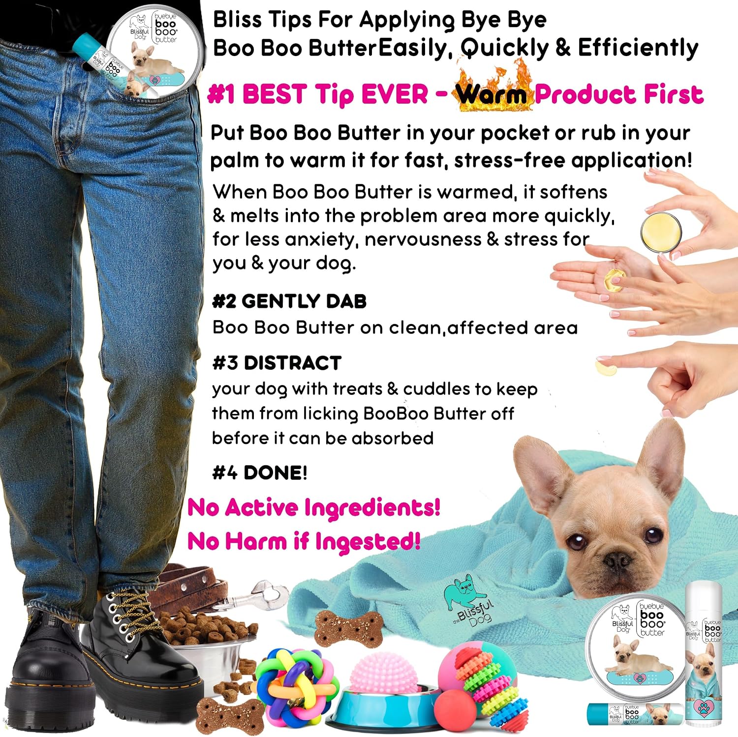 The Blissful Dog .15 oz Tube French Bulldog Booboo Butter - görsel 7