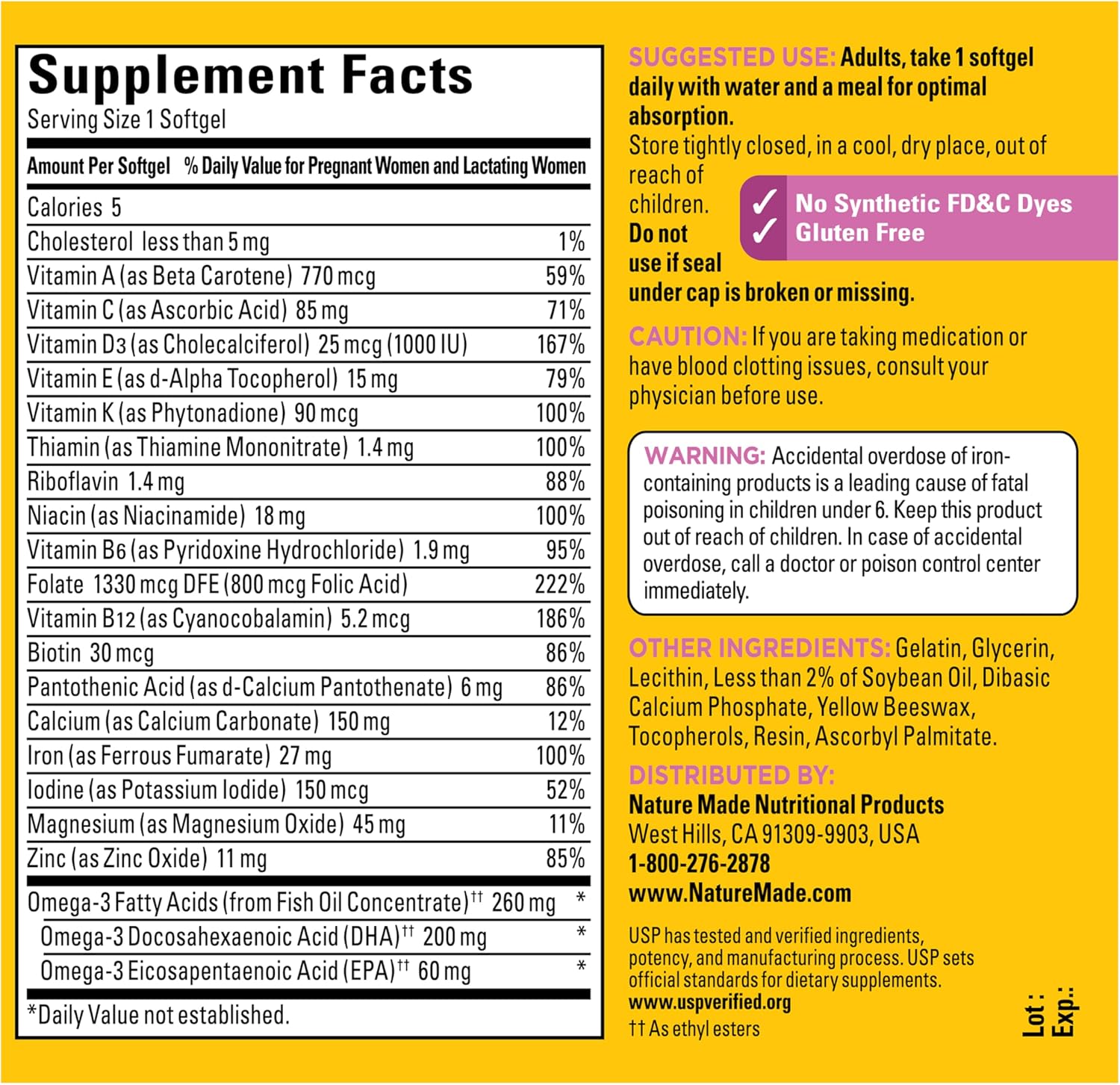Nature Made Prenatal Vitamin + DHA Softgels, 90 Count - görsel 8