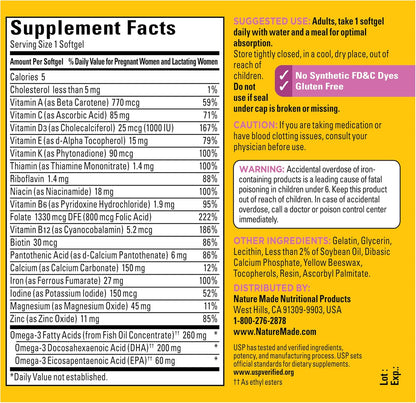 Nature Made Prenatal Vitamin + DHA Softgels, 90 Count